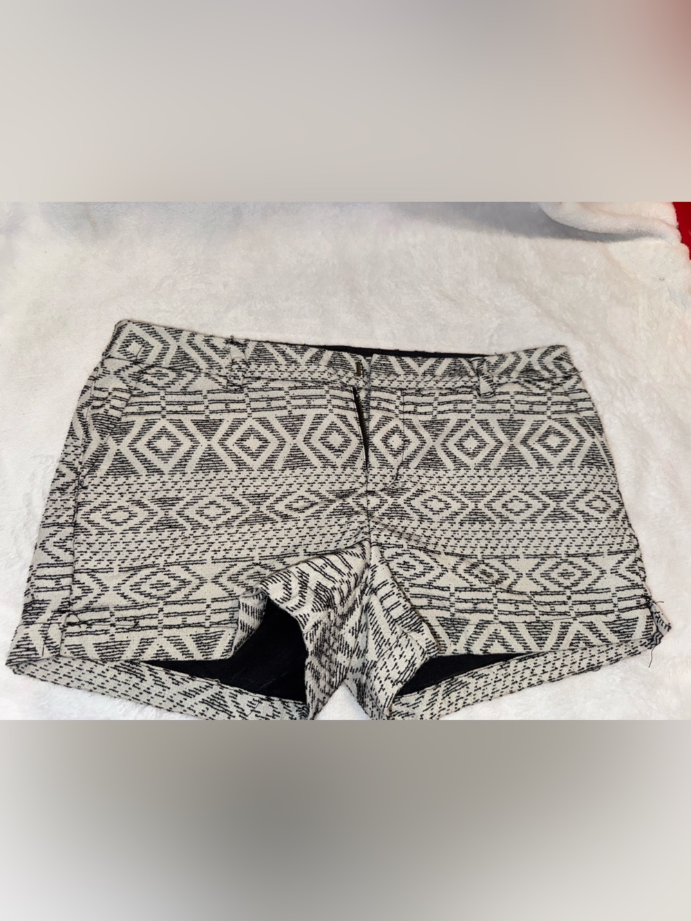 Women's Black and White Patterned  Shorts